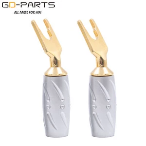 Viborg 24K Gold Plated Pure Copper Speaker Cable Spade Y Fork Connector Hifi DIY - Picture 1 of 5