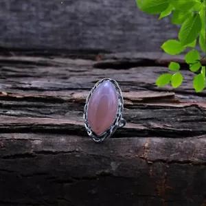Bello Quarzo Rosa Gemma 925 Argento Sterling Fatto a Mano Anello Tutti - Foto 1 di 6
