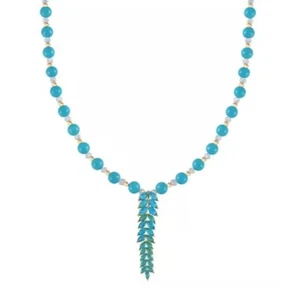 Turquoise Howlite, Blue Cubic Zirconia Y-Drop Lariat Necklace - Picture 1 of 6