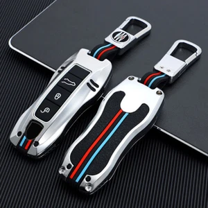Car key Case Chain For Porsche Cayenne Panamera Taycan 911 Key Fob Shell Cover - Picture 1 of 9