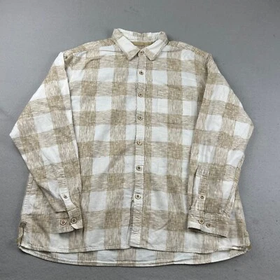 Camisa The Territory Ahead Hombre XXL Marrón Mezcla de Lino a Cuadros Mangas Largas Abotonada Foto 1 de 4