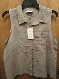 NWT WOMENS UNIVERSAL THREAD GOODS CO 100% COTTON OLIVE SLEEVELESS SHIRT SIZE L - Picture 1 of 6