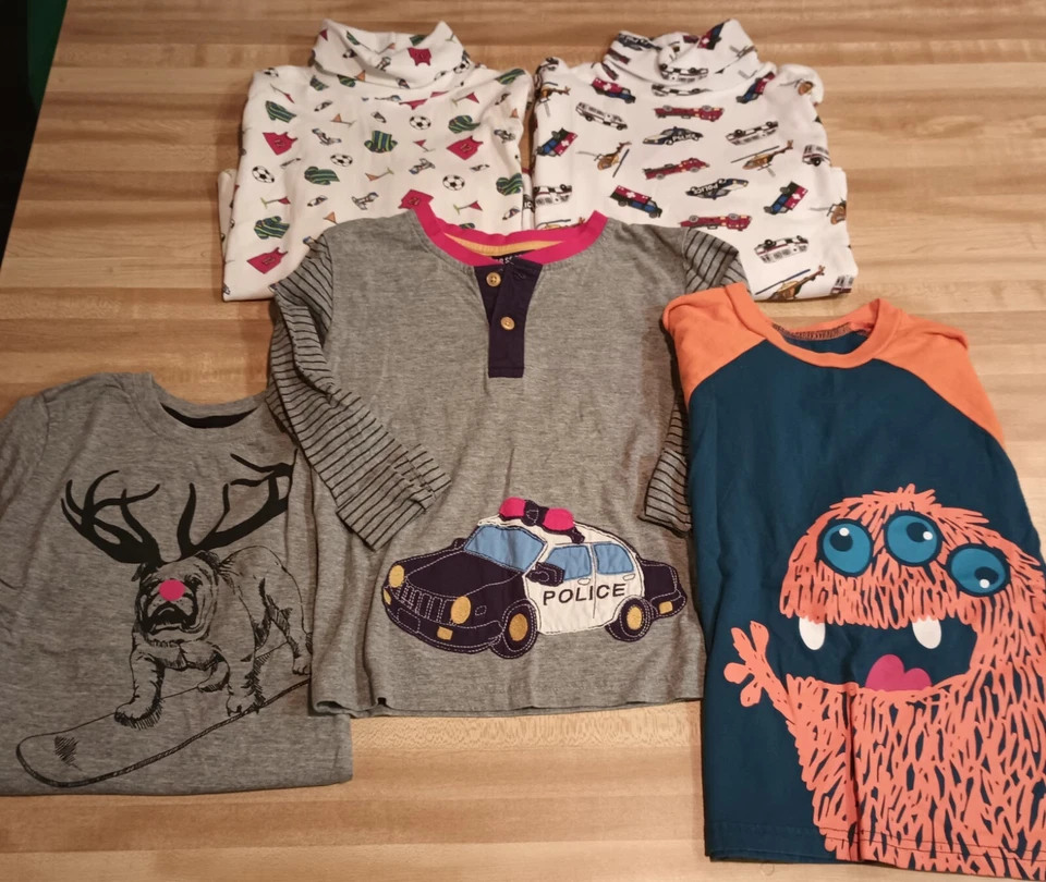 Лот из 5 топы рубашки футболки футболка ребенка ясельного возраста мальчика 4/4T EUC хлопок Sports длинным рукавом - Изображение 1 из 1