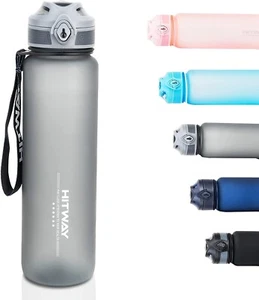 HITWAY Sports Motivational Drinking Water Bottle With 32 Oz BPA Free - GRAY - Picture 1 of 6