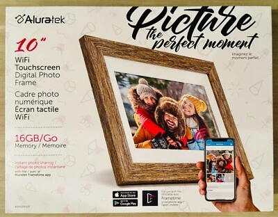 Aluratek 10" WiFi Digital Photo Frame Touchscreen IPS LCD Display 16GB - Walnut - Image 1 of 4