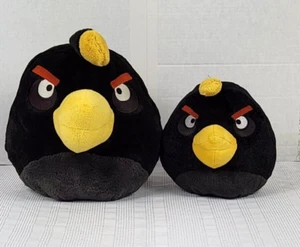 Lot of 2 Angry Birds Bomb Large & Small Black Plush Commonwealth 2010 No Sound - Picture 1 of 14
