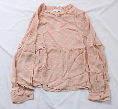 Olivaceous Women's Long Sleeve Printed Ruffle Top JL3 Coral/Cream Medium NWT - Image 1 of 3