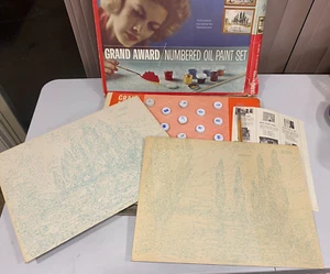 Juego de pintura al óleo numerada vintage Grand Award lago G-29 con álamos - Imagen 1 de 10
