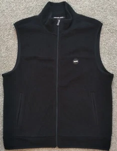 NWT Sz L Men's Michael Kors Black Polar Fleece Full Zip Logo Vest - Picture 1 of 13