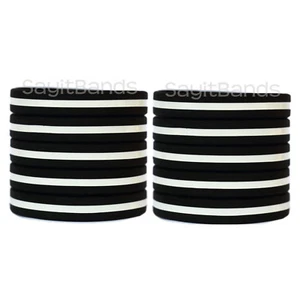 10 Thin White Line Wristbands - Emergency Medical Services Awareness Bracelets - Picture 1 of 2