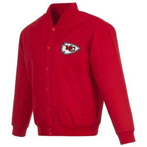 Chaqueta de sarga de polietileno diseño de la NFL Kansas City Chiefs JH un parche frontal logotipo JHD roja - Imagen 1 de 3