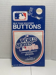 1982 St Louis Cardinals Milwaukee Brewers WORLD SERIES 3-1/2" Button Pin Pinback - Picture 1 of 2
