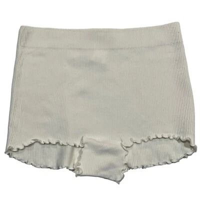 NWT AERIE Boyshort Pantie Sz S-M-L Ivory Cream Ribbed - Image 1 of 4