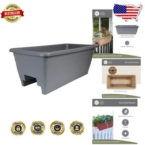 Versatile 24" Rectangular Planter for Deck or Fence - Lightweight & Weatherproof - Picture 1 of 9