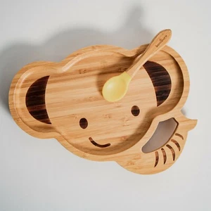 Süßer Baby Elefant Bambus Baby Teller mit Saugkraft (gelb) - Bild 1 von 8