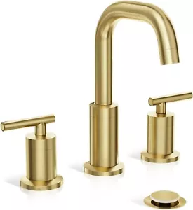 Phiestina 2-Handle 8-inch Widespread Bathroom Faucet w/Drain in Brushed Gold - Picture 1 of 6