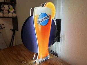 BLUE MOON BIER DOPPELSEITIGES LED-SCHILD MANN HÖHLE GARAGE DEKOR LICHT MIT TIMER - Bild 1 von 6