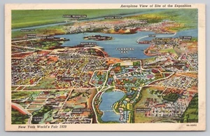 Flugzeug Ansicht des Ausstellungsortes New York Weltausstellung um 1939 Postkarte - Bild 1 von 2