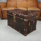 Handmade Leather Brown Finest Leather Trunk Classic With Key Leather Box Active