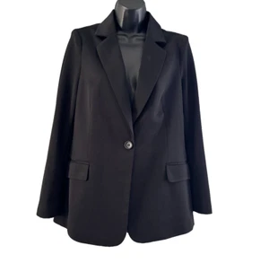 Adrianna Papell Black Single Button Lined Blazer Jacket Womens Size Small - Picture 1 of 16