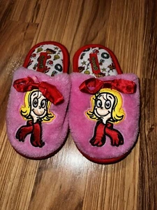 Pantofole Grinch bambina taglia 7/8 rosse Cindy Lou che slip on scarpe - Foto 1 di 5