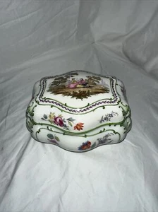 Antique Porcelain French Candy Dish With Lid - Large Hand-painted Bonbonier - Picture 1 of 7