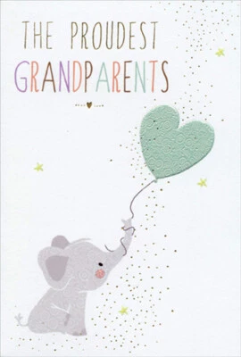 PICTURA Elephant And Heart Sara Miller New Grandparents Baby Congratulations Card