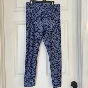Calla Leopard Print Leggings Size Medium Blue Animal Cheetah 25” Inseam EUC - Picture 1 of 8