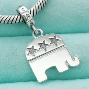 925 Sterling Silver Republican Elephant Pendant Charm Political Fit Bracelets - Picture 1 of 5