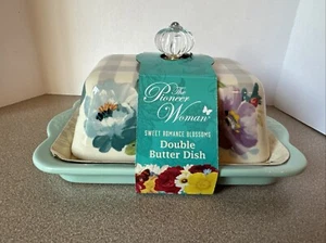 The Pioneer Woman Sweet Romance Ceramic Double Butter Dish, Floral 2I - Picture 1 of 4