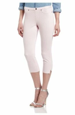HUE 牛仔裤 Capri 紧身裤淡粉色圆点女式中号 U13398 — 第 1/3 张图片