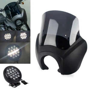 For Harley Softail Low Rider S 114 Fairing Windshield w/5.75'' LED Headlight Kit - Picture 1 of 12