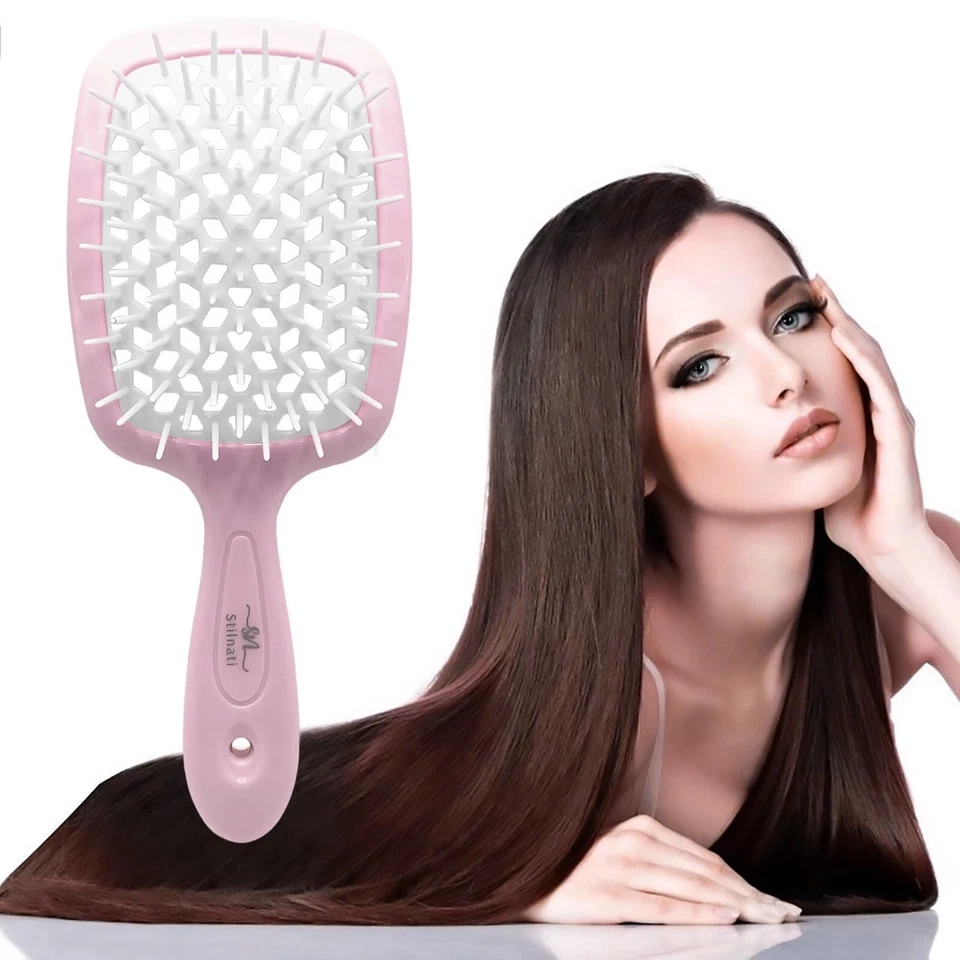Stilnati Detangling Vented Hair Brush Pink White For All Hair Types Straight - Image 1 of 4