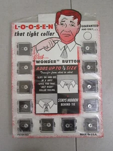 12 Vintage Men's Wonder Button Collar Expander Extender Sealed Retail Display - Picture 1 of 5