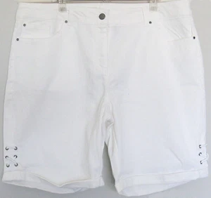 MILLERS Denim SHORTS White fold cuffs Corset panels wide leg ~ Women sz 18 - Picture 1 of 5