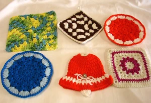 6 HANDMADE CROCHET TRIVETS, HOTPADS, WALL DECOR lot2tub4 - Picture 1 of 4