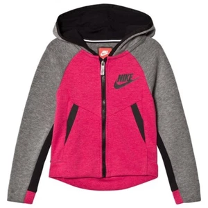NWT GIRLS NIKE TECH FLEECE PINK GREY BLACK  FULL ZIP HOODIE GREAT COLOR SIZE 6X - Picture 1 of 2