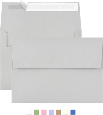 50 Pack A2 Envelopes for Invitations,4.37X5.75 Inches,4X5 Envelope Gray Self Sea - Image 1 of 4