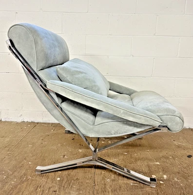 Vintage MidCentury Sayonara Armchair by Giulio Moscatelli: Suede & Chrome 1960's - Image 1 of 4