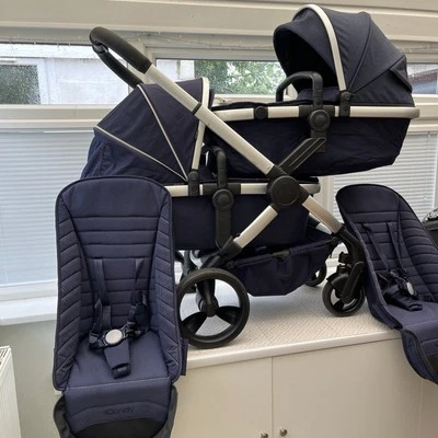 Icandy Peach 5 chrome Indigo Double Stunning Twins 2 seats 2 bassinets - Image 1 of 4