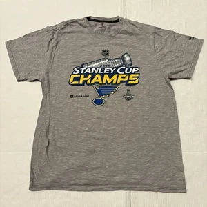 Camisa St. Louis Blues Para Hombres XL Gris Finales NHL Campeones Copa Stanley Auténtica - Imagen 1 de 6