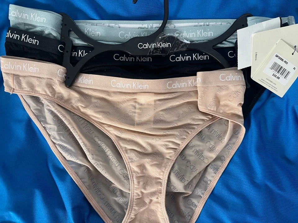 3 Pack  Transparent Logo XL Bikini Panties by Calvin Klein - Image 1 of 4