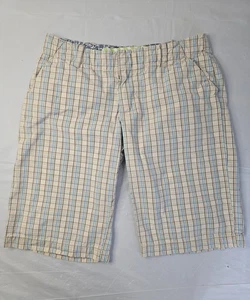 Old Navy Bermuda Shorts Beige Blue Plaid Low Rise Preppy Academia Y2K Women's 6 - Picture 1 of 17