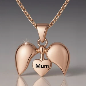 Mum Necklace - 925 Sterling Silver Heart Elegantly Plated in Rose Gold - Picture 1 of 6