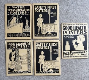 Vintage 1933 PAINE PUBLISHING CO. Dayton Ohio COLORING POSTERS Cut Color & Paste - Picture 1 of 9