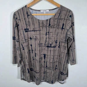 Top túnica Sympli para mujer talla 8 elástico viaje informal abstracto artístico oficina beige - Imagen 1 de 12