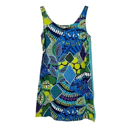 Vestido para mujer Tío Frank cremallera lateral mezcla de lino talla S estampado abstracto ropa de resort Foto 1 de 4