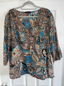 Ladies Multi Coloured, Floral, 100% Cotton Top Size 22 By Debenhams - Picture 1 of 12