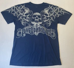Throwdown by Affliction MMA Graphic T-Shirt Skulls Mens XL Blue - Picture 1 of 9