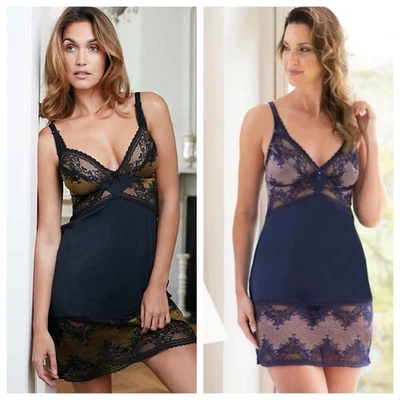 Charnos Bridgett Chemise Ink Blue/Rose Gold or Black/Gold - Image 1 of 4